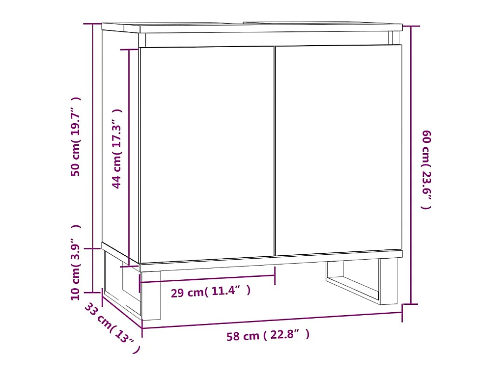 Armoire de bain chêne marron 58x33x60 cm bois d'ingénierie