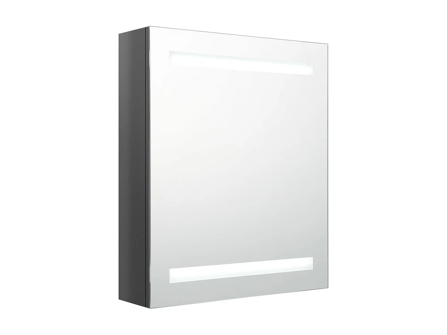 Armoire de salle de bain à miroir LED Gris brillant 50x14x60 cm