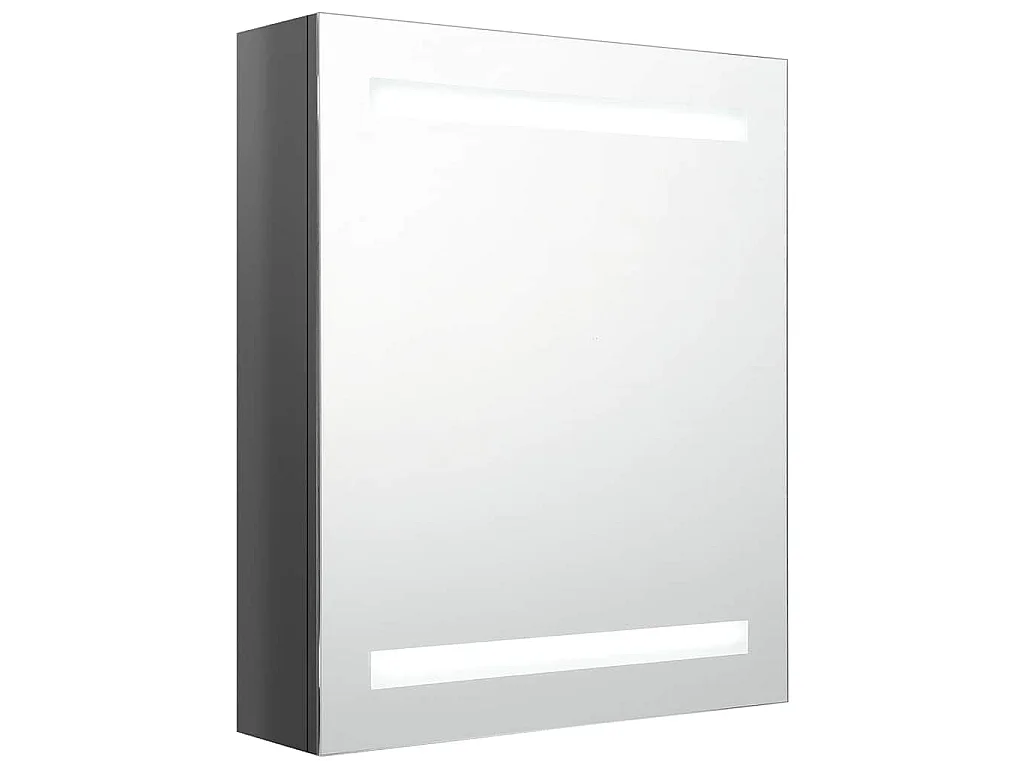 Armadietto Bagno con Specchio e LED Grigio Lucido 50x14x60 cm