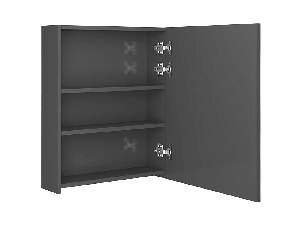 Armadietto Bagno con Specchio e LED Grigio Lucido 50x14x60 cm