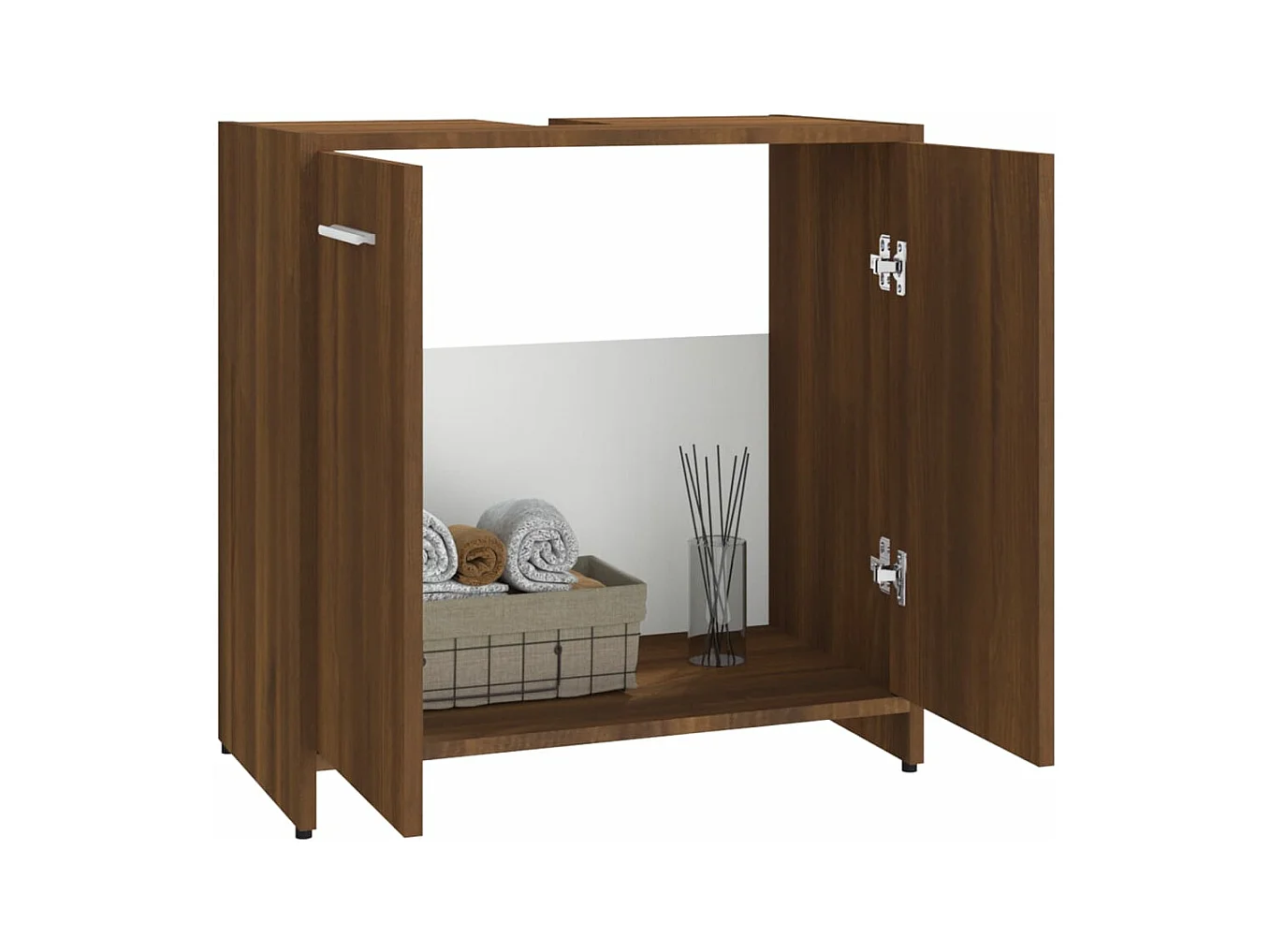 Badkamerkast 60x33x60 cm bewerkt hout bruin eikenkleur