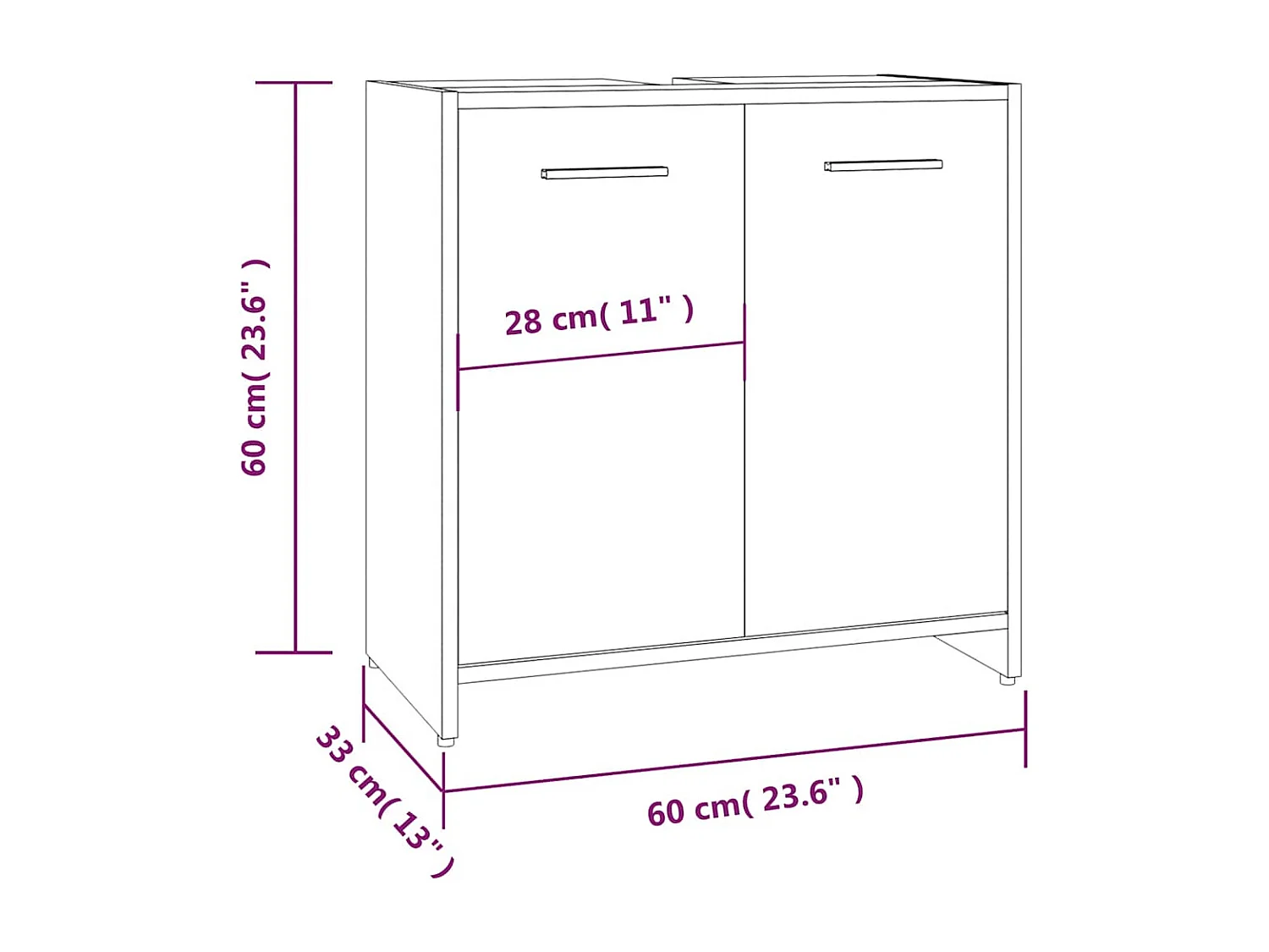 Armoire de bain Chêne marron 60x33x60 cm Bois d'ingénierie