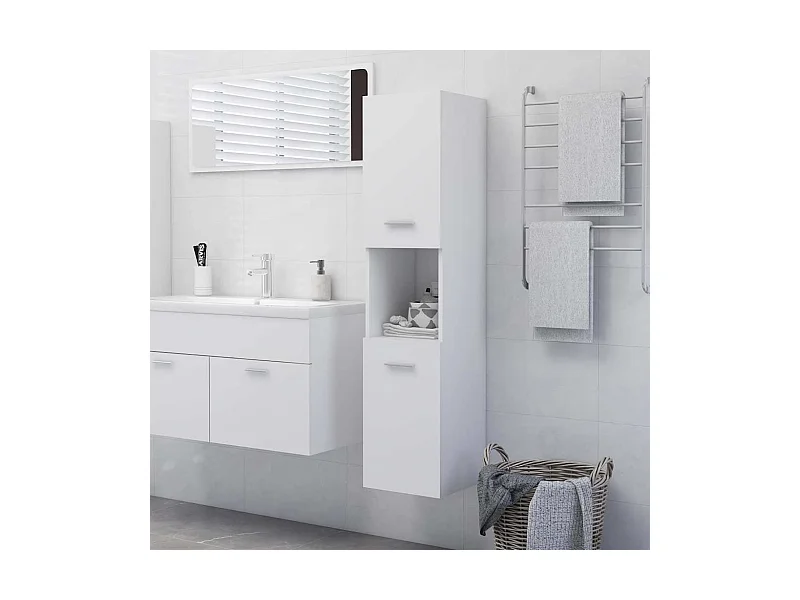 Badezimmerschrank Weiß 30x30x130 cm Holzwerkstoff