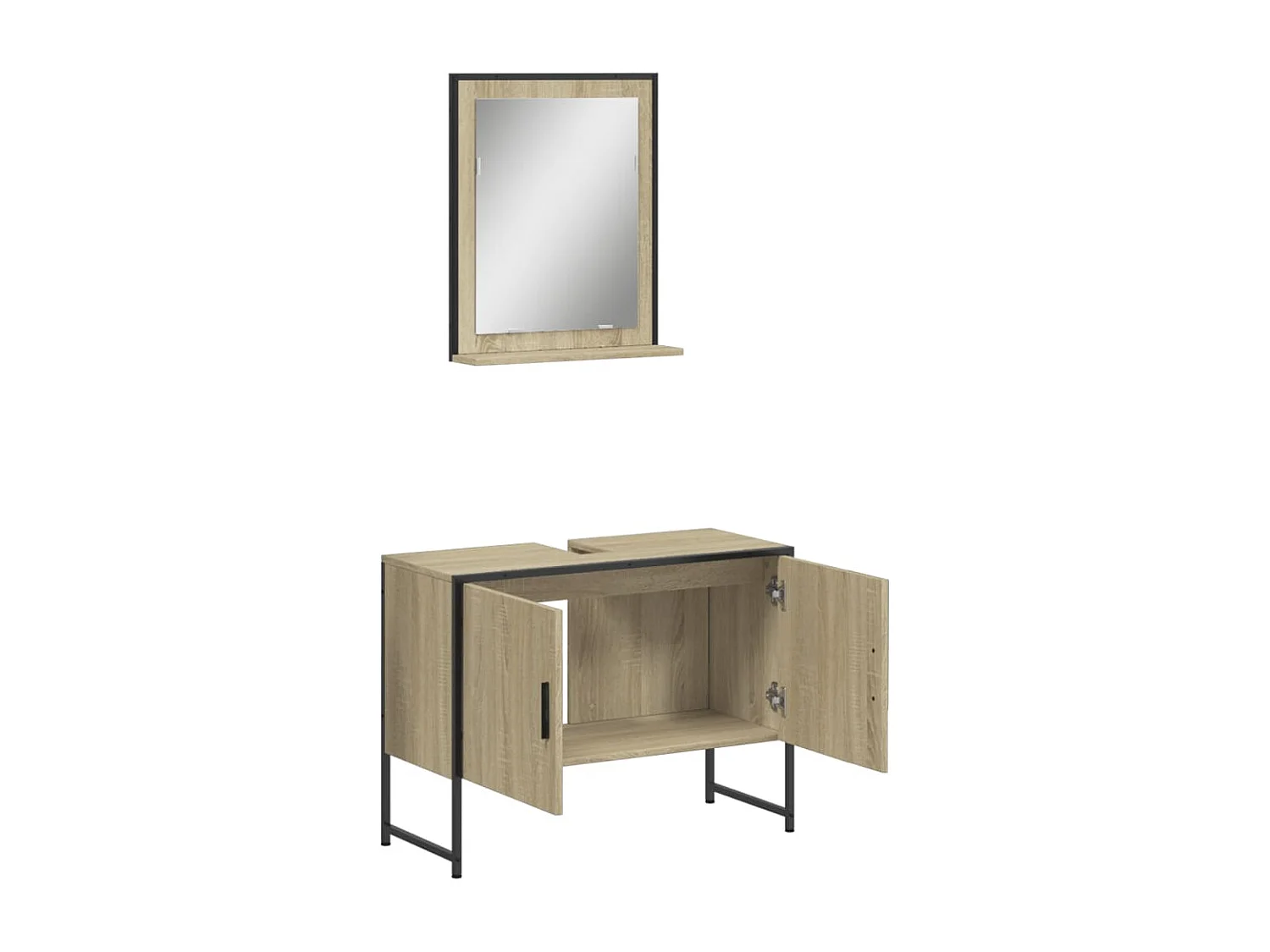 2-delige Badkamermeubelset bewerkt hout sonoma eikenkleurig