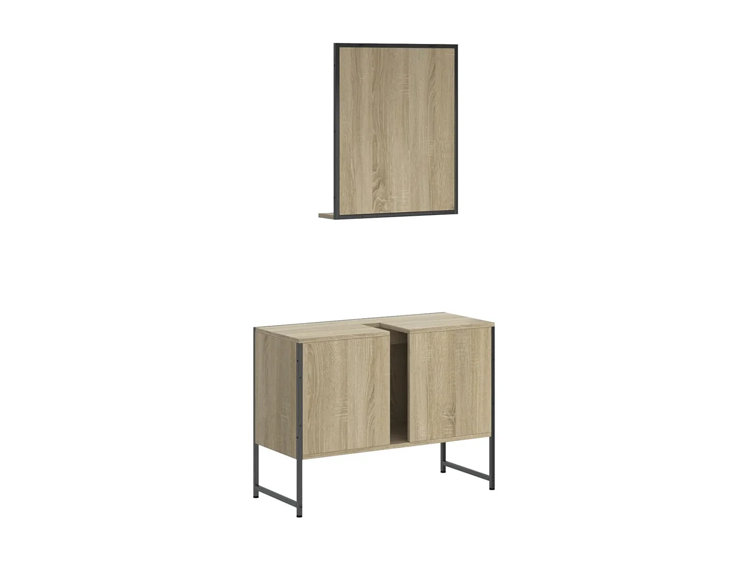 2-delige Badkamermeubelset bewerkt hout sonoma eikenkleurig