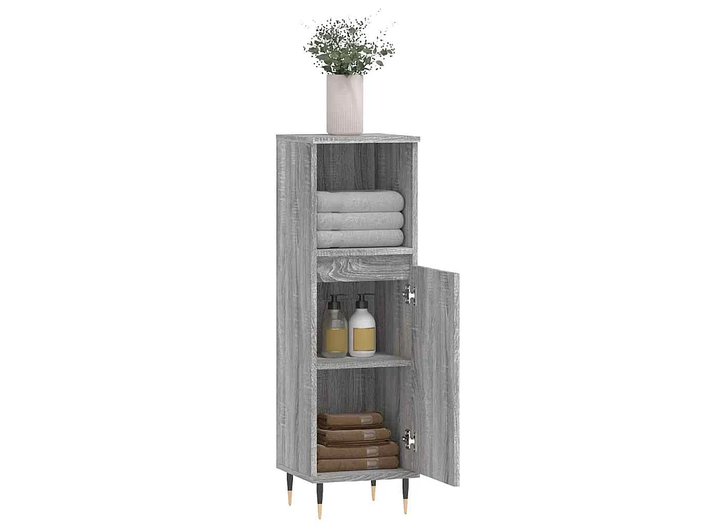 Armoire salle de bain sonoma gris 30x30x100 cm
