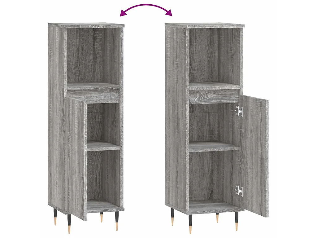 Armoire salle de bain sonoma gris 30x30x100 cm