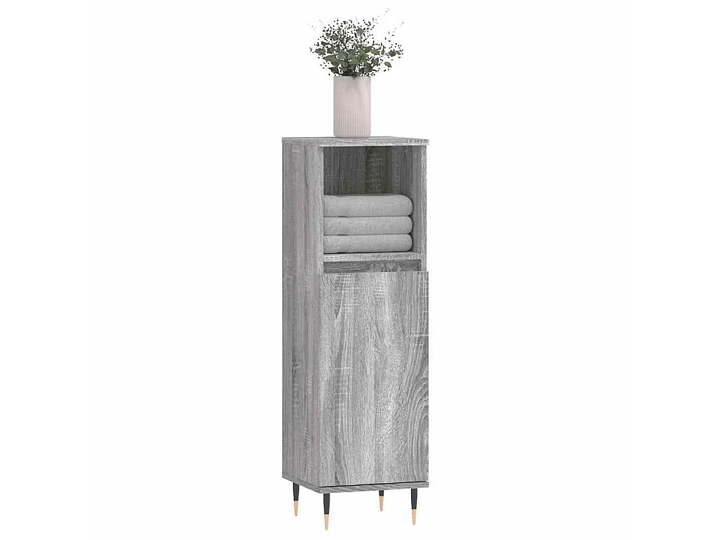 Armoire salle de bain sonoma gris 30x30x100 cm