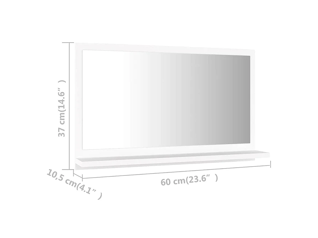 Miroir de salle de bain Blanc 60x10,5x37 cm Bois d’ingénierie