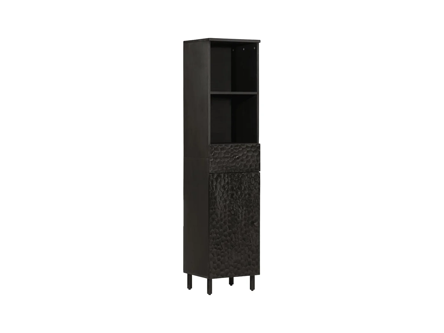 Mobile da Bagno Nero 38x33x160 cm in Legno Massello di Mango