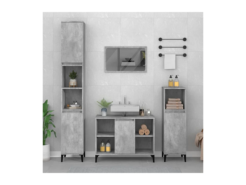 Mobile Lavabo Grigio Cemento 80x33x60 cm in Legno Multistrato
