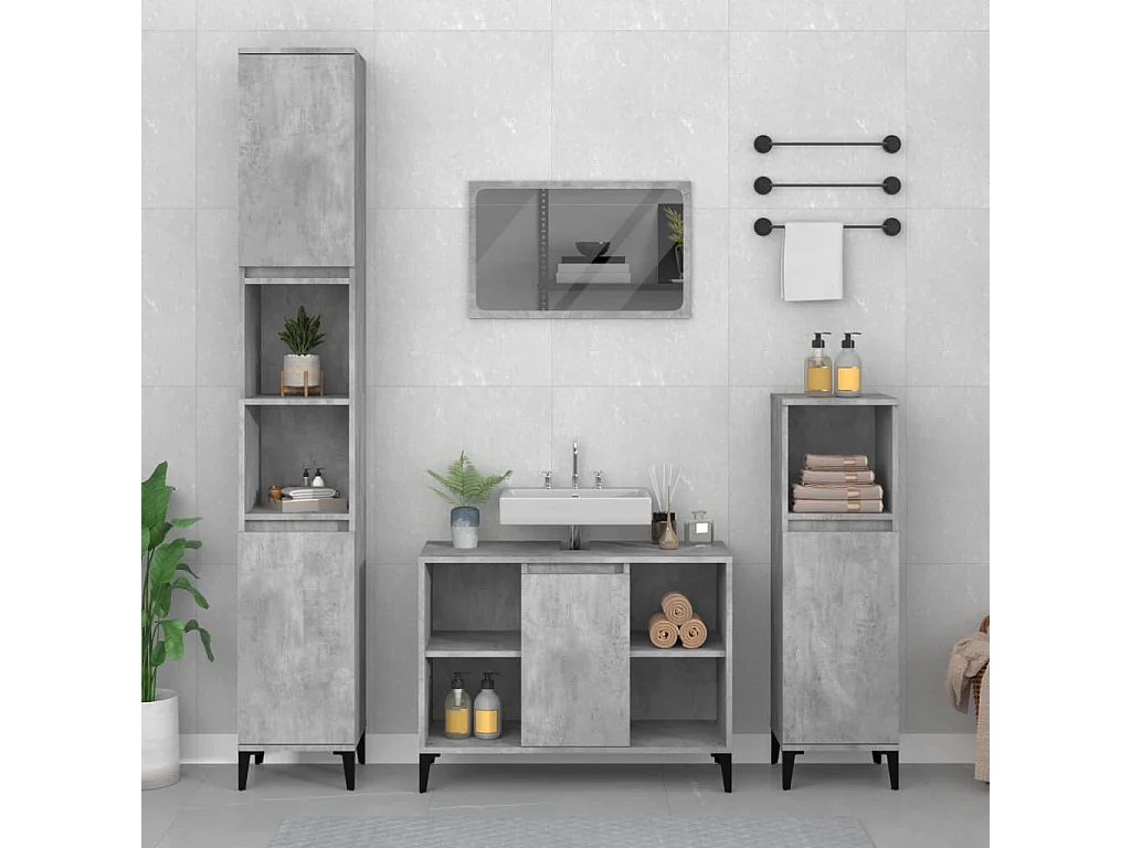 Waschbeckenunterschrank Betongrau 80x33x60 cm Holzwerkstoff