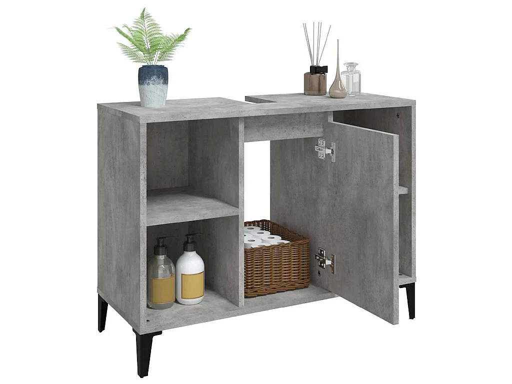 Waschbeckenunterschrank Betongrau 80x33x60 cm Holzwerkstoff