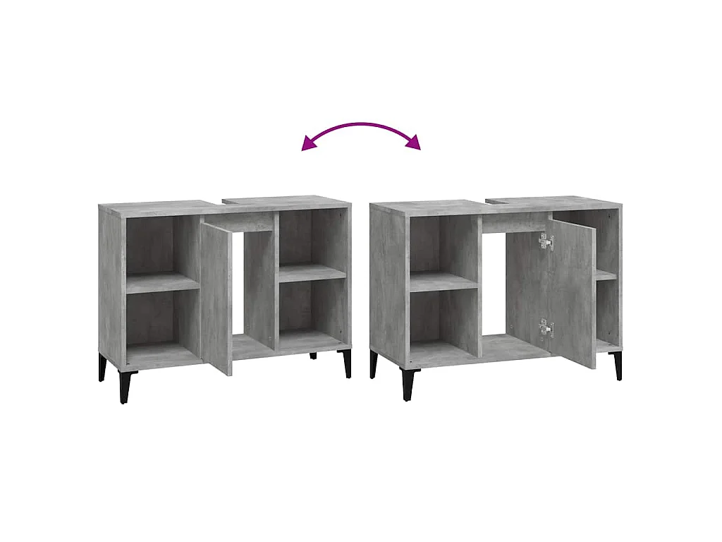 Waschbeckenunterschrank Betongrau 80x33x60 cm Holzwerkstoff