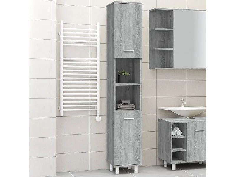 Badschrank Grau Sonoma 30x30x179 cm Holzwerkstoff