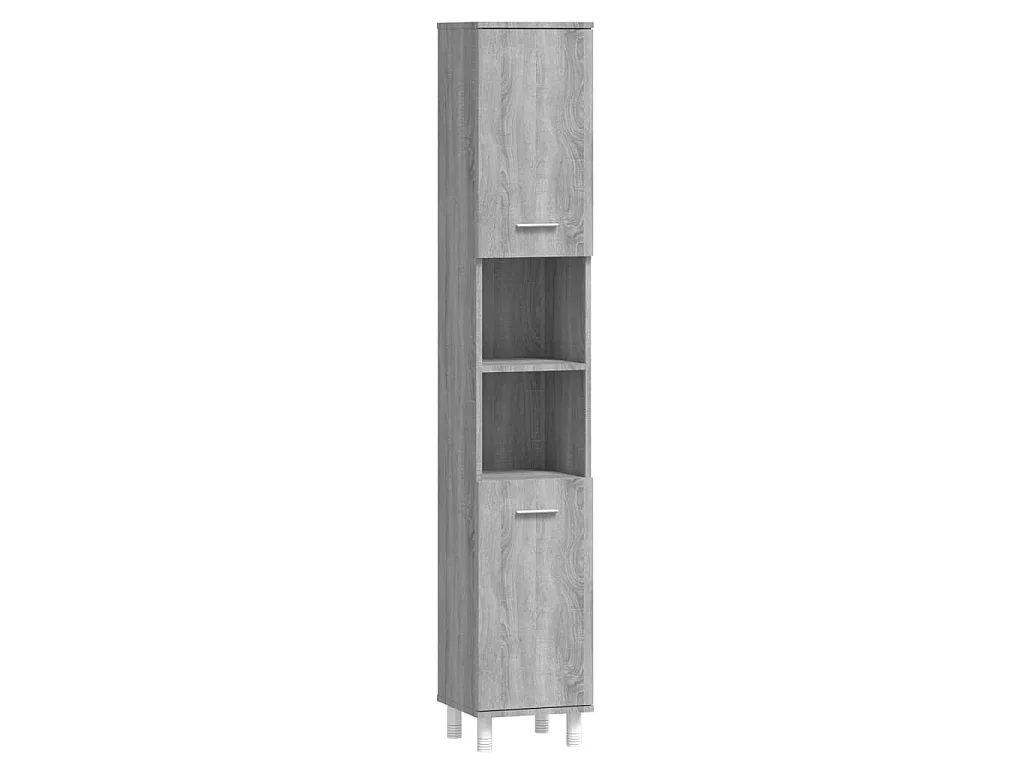 Badkamerkast 30x30x179cm bewerkt hout grijs sonoma eikenkleurig