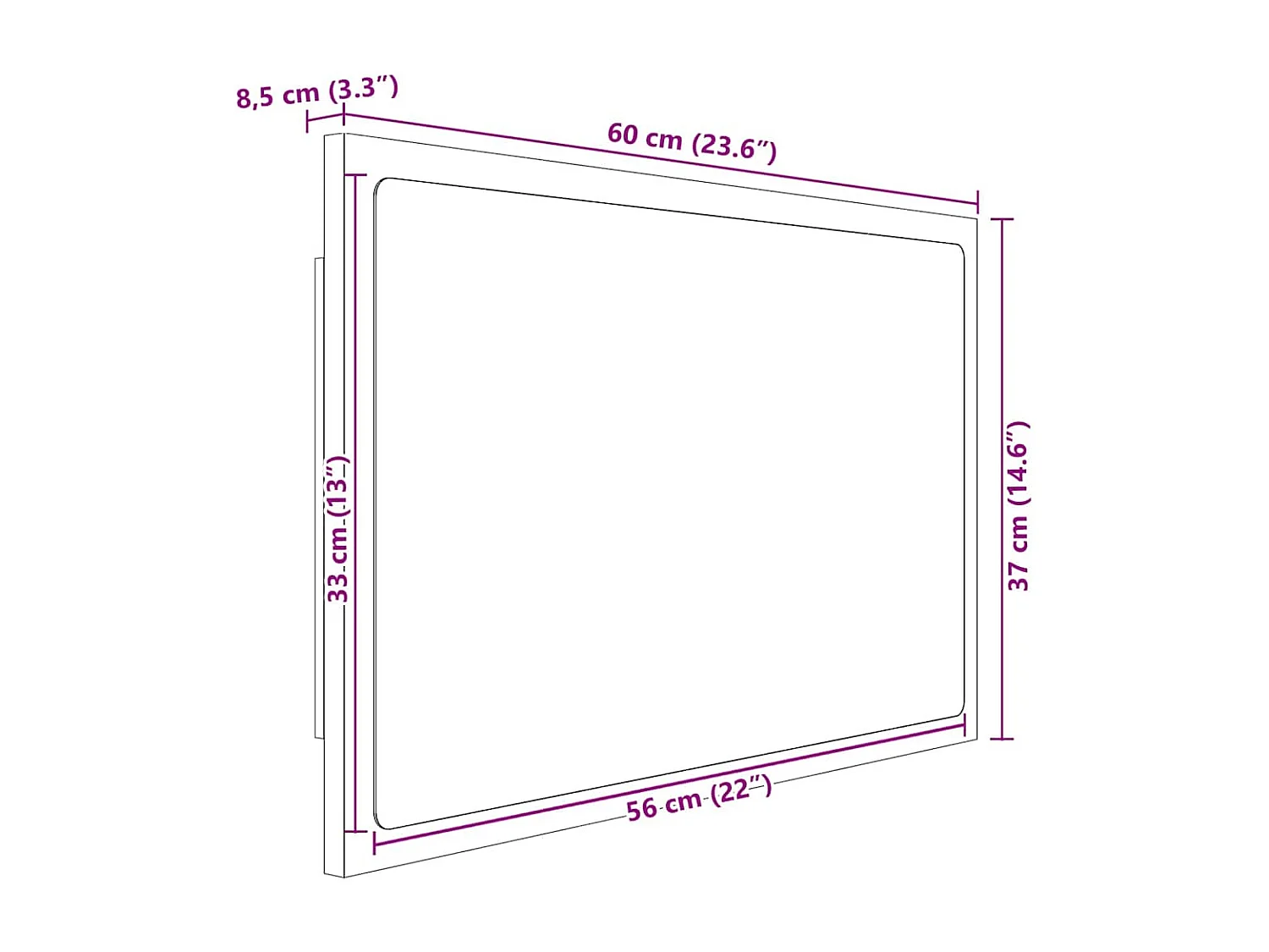 Badkamerspiegel LED 60x8,5x37 cm acryl wit
