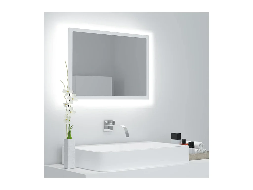 Miroir à LED de salle de bain Blanc 60x8,5x37 cm Acrylique