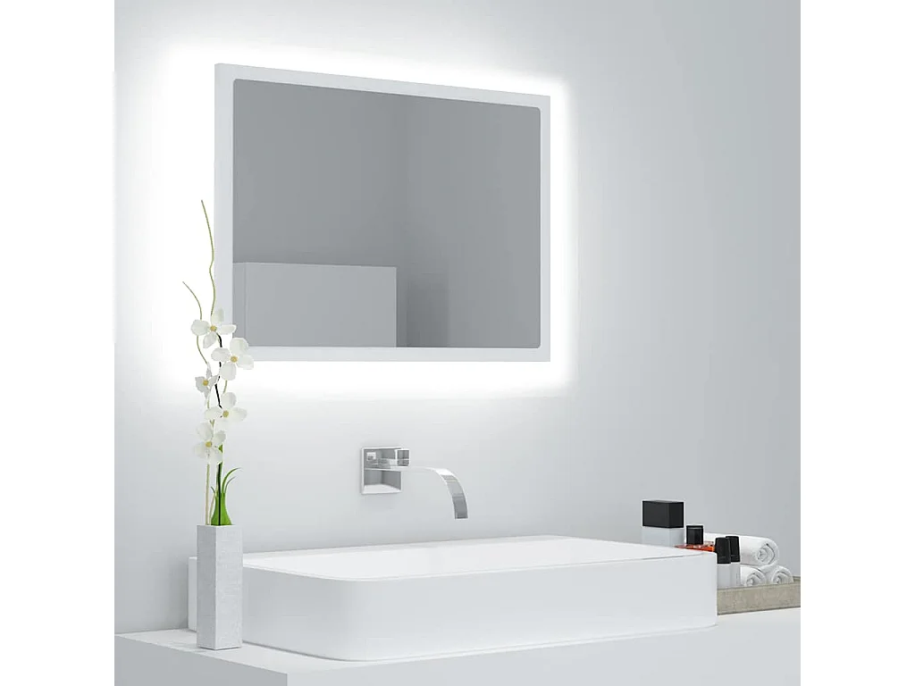 Miroir à LED de salle de bain Blanc 60x8,5x37 cm Acrylique