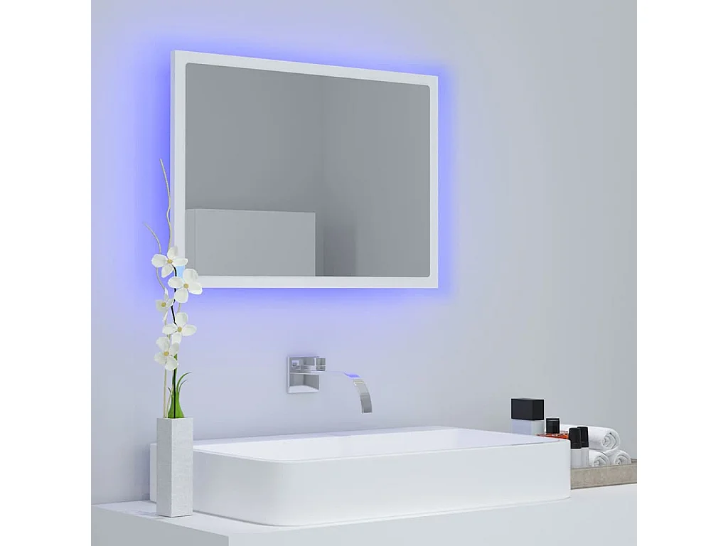 Miroir à LED de salle de bain Blanc 60x8,5x37 cm Acrylique
