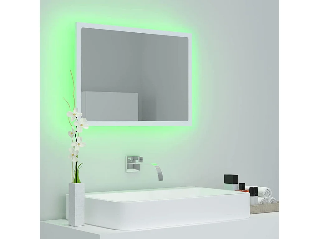 Miroir à LED de salle de bain Blanc 60x8,5x37 cm Acrylique