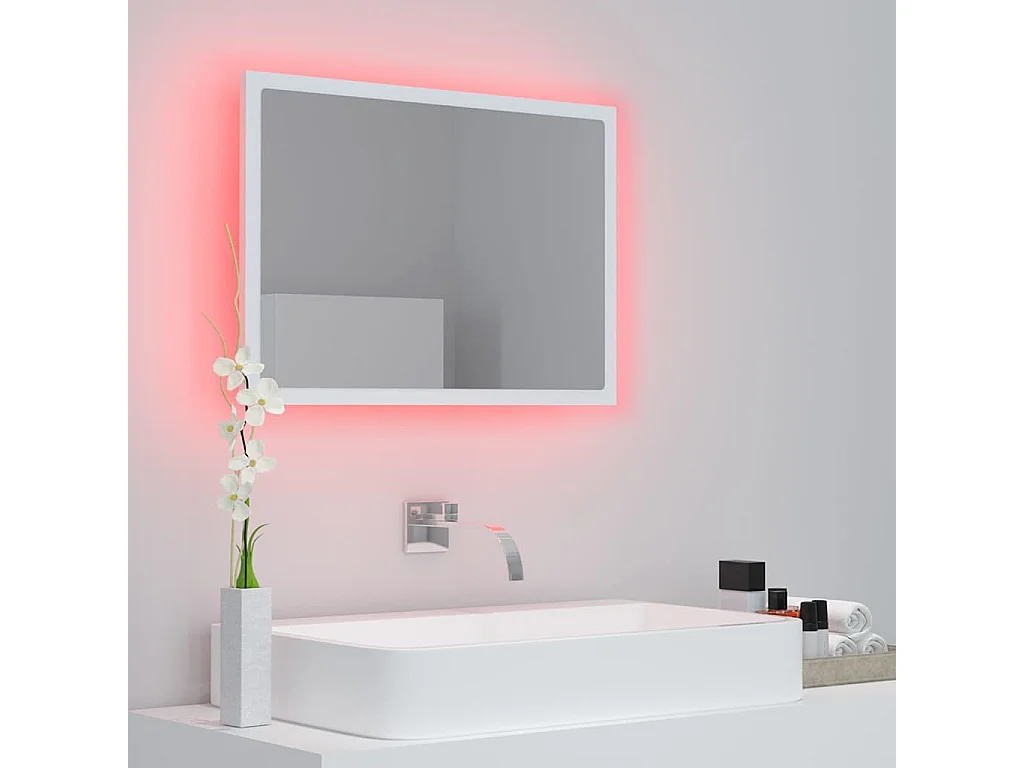 Espelho de casa de banho com LED 60x8,5x37cm acrílico branco