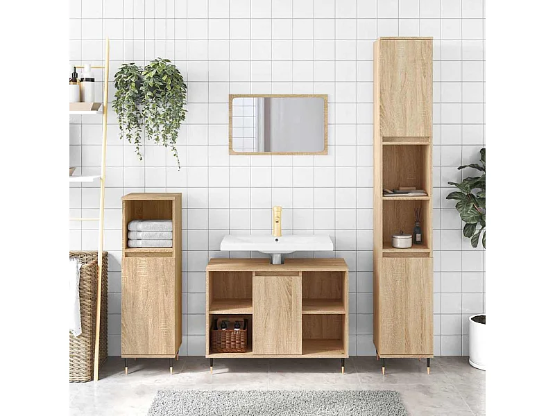Armoire salle de bain chêne sonoma 80x33x60cm bois d'ingénierie