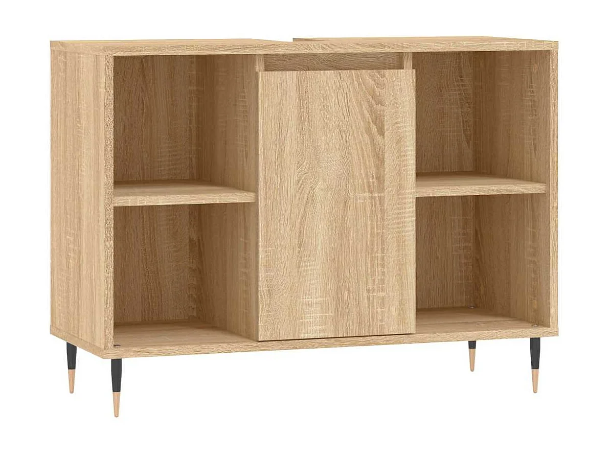 Badkamerkast 80x33x60 cm bewerkt hout sonoma eikenkleurig