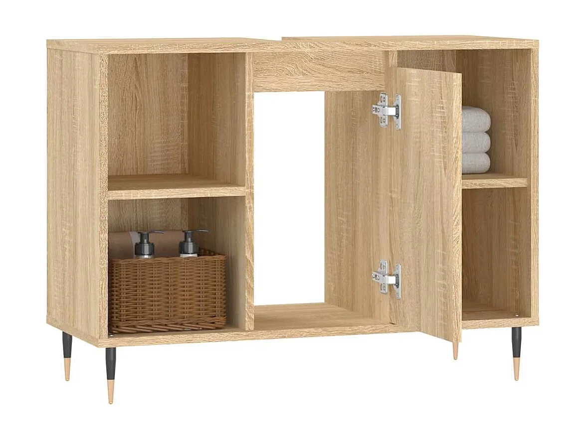 Badkamerkast 80x33x60 cm bewerkt hout sonoma eikenkleurig
