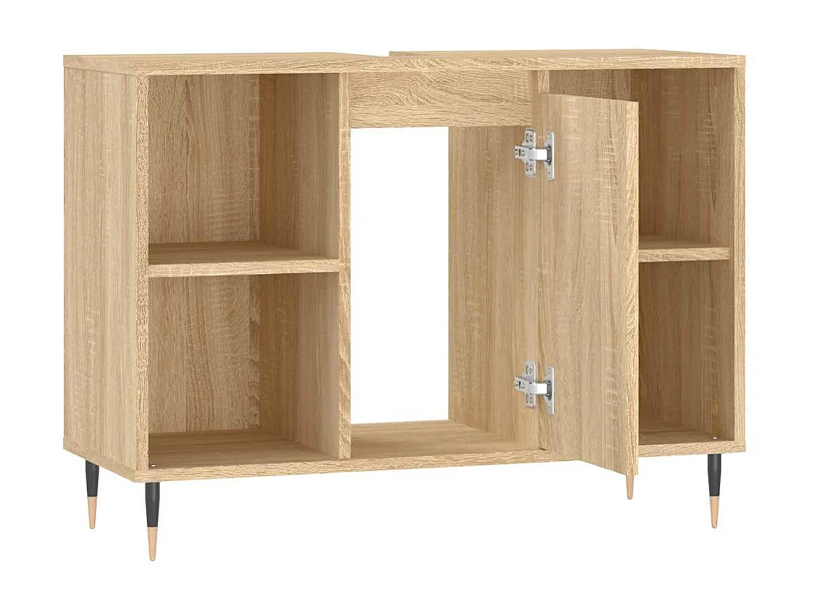 Badkamerkast 80x33x60 cm bewerkt hout sonoma eikenkleurig