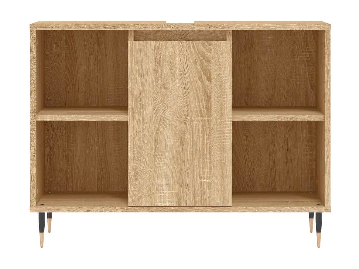 Badkamerkast 80x33x60 cm bewerkt hout sonoma eikenkleurig