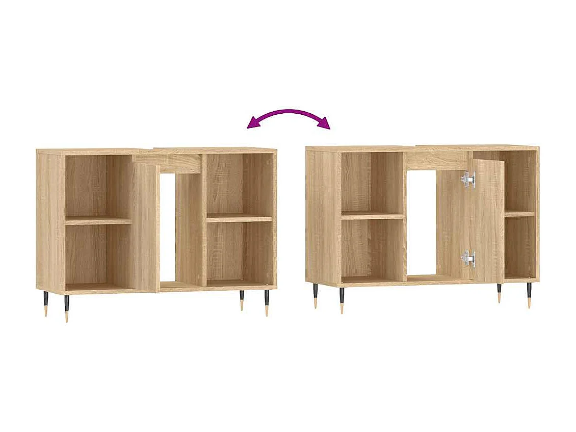 Badkamerkast 80x33x60 cm bewerkt hout sonoma eikenkleurig