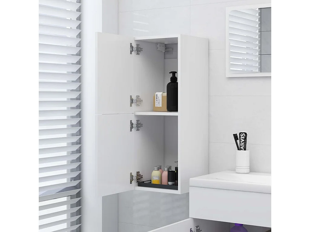 Badezimmerschrank Weiß 30x30x80 cm Holzwerkstoff