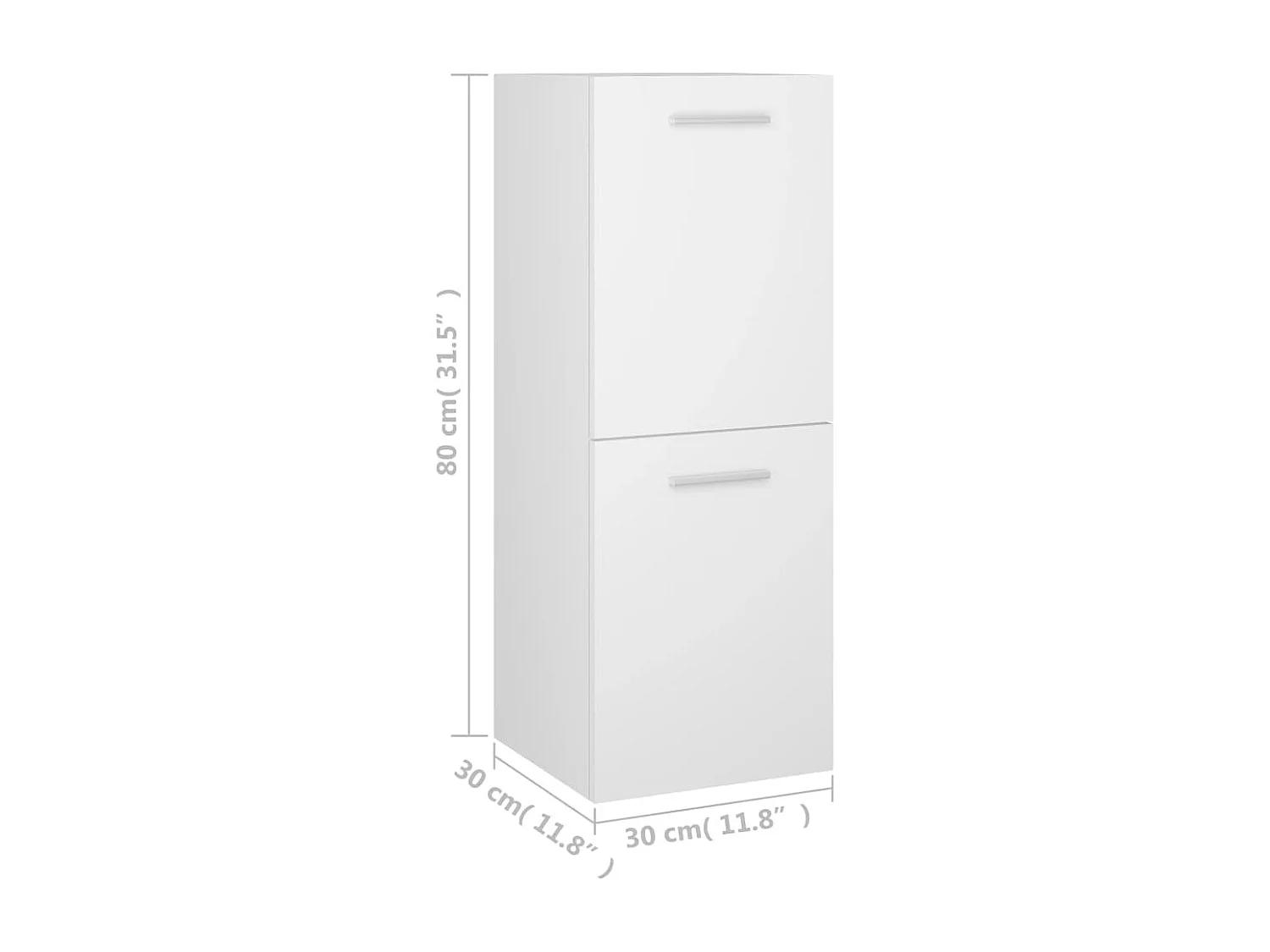 Badezimmerschrank Weiß 30x30x80 cm Holzwerkstoff