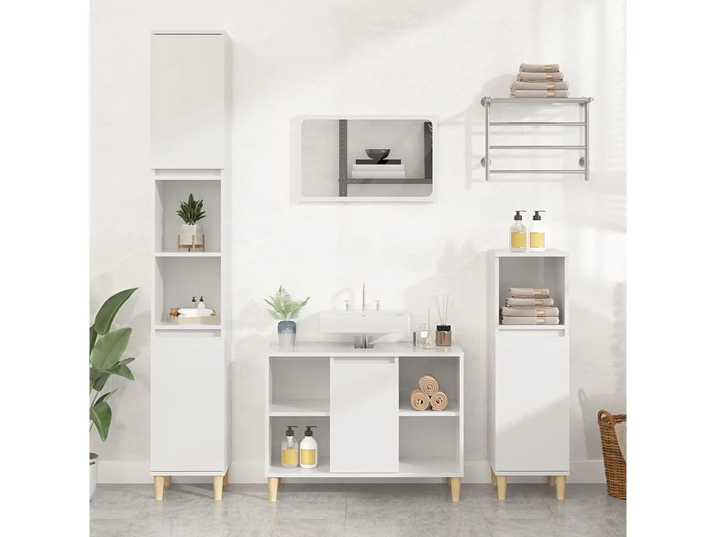 Waschbeckenunterschrank Hochglanz-Weiß 80x33x60cm Holzwerkstoff
