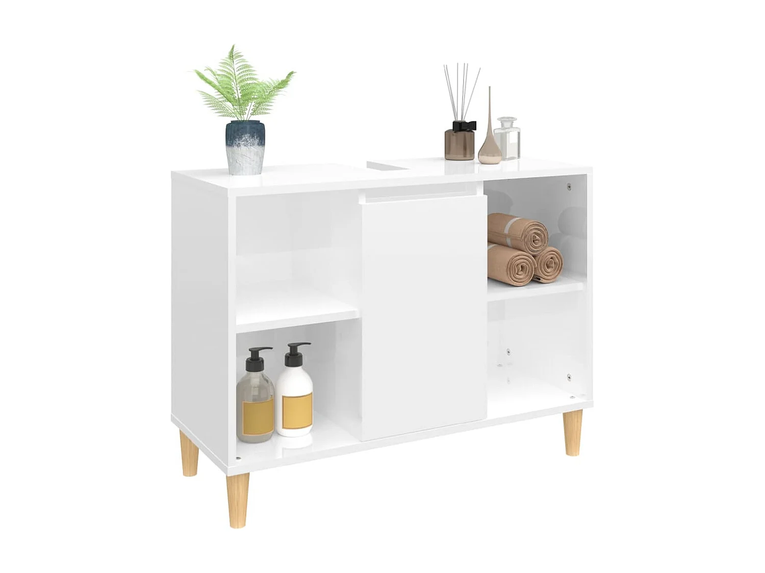 Waschbeckenunterschrank Hochglanz-Weiß 80x33x60cm Holzwerkstoff