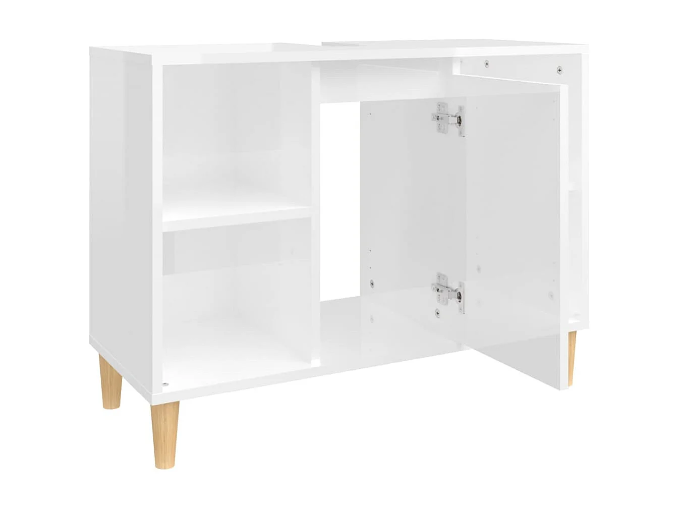 Waschbeckenunterschrank Hochglanz-Weiß 80x33x60cm Holzwerkstoff
