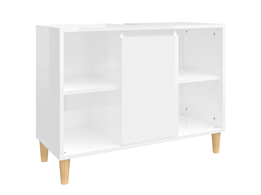 Waschbeckenunterschrank Hochglanz-Weiß 80x33x60cm Holzwerkstoff