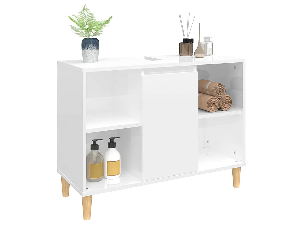 Waschbeckenunterschrank Hochglanz-Weiß 80x33x60cm Holzwerkstoff