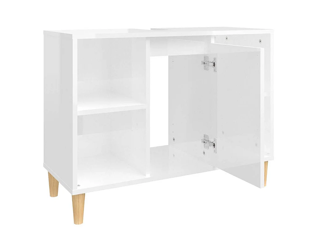 Waschbeckenunterschrank Hochglanz-Weiß 80x33x60cm Holzwerkstoff