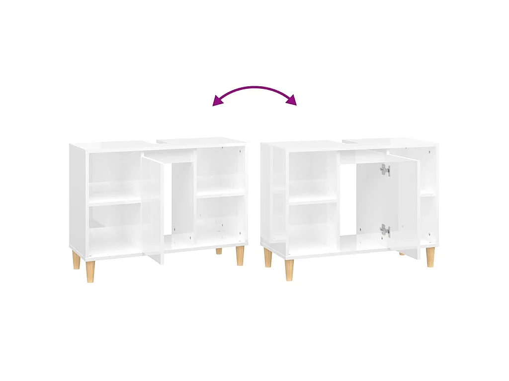 Waschbeckenunterschrank Hochglanz-Weiß 80x33x60cm Holzwerkstoff