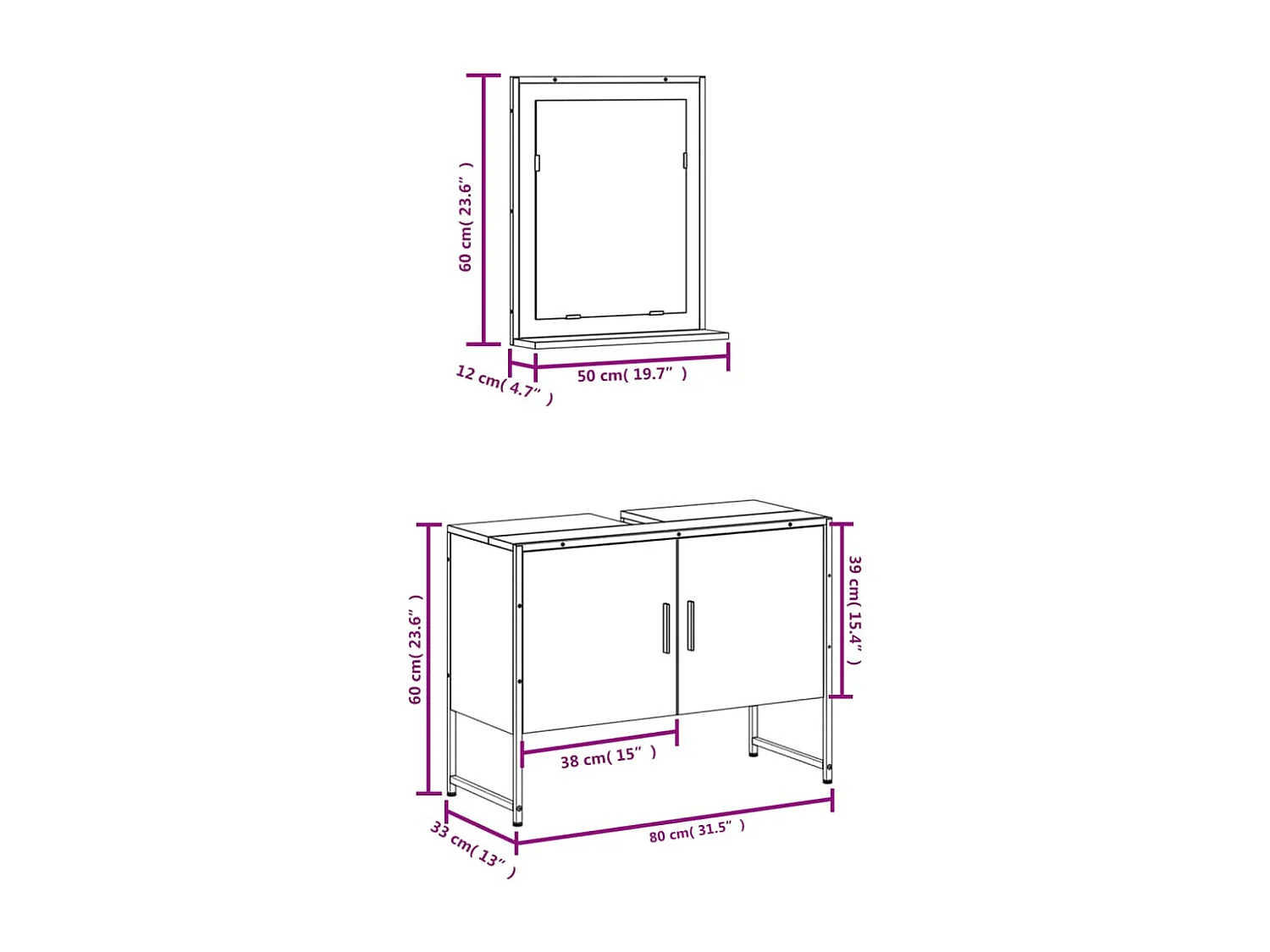 2-tlg. Badmöbel-Set Räuchereiche Holzwerkstoff