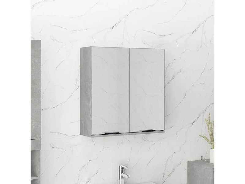 Armoire à miroir de salle de bain Gris béton 64x20x67 cm