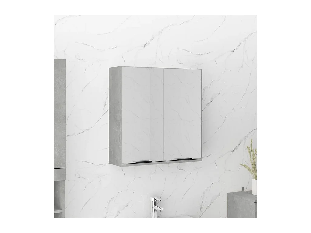 Armoire à miroir de salle de bain Gris béton 64x20x67 cm
