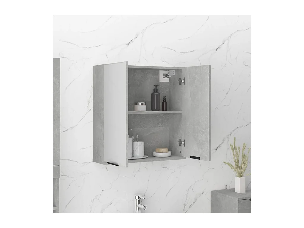 Armoire à miroir de salle de bain Gris béton 64x20x67 cm