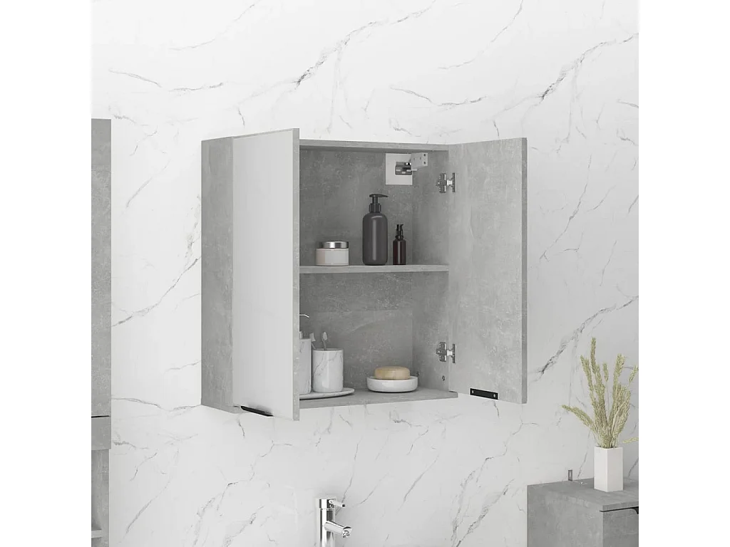 Armoire à miroir de salle de bain Gris béton 64x20x67 cm