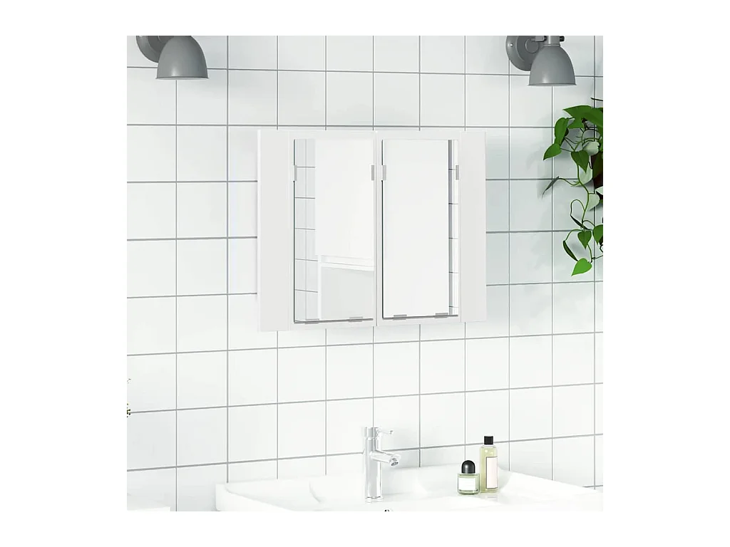 Armoire salle de bain à miroir LED Blanc 60x12x45 cm Acrylique