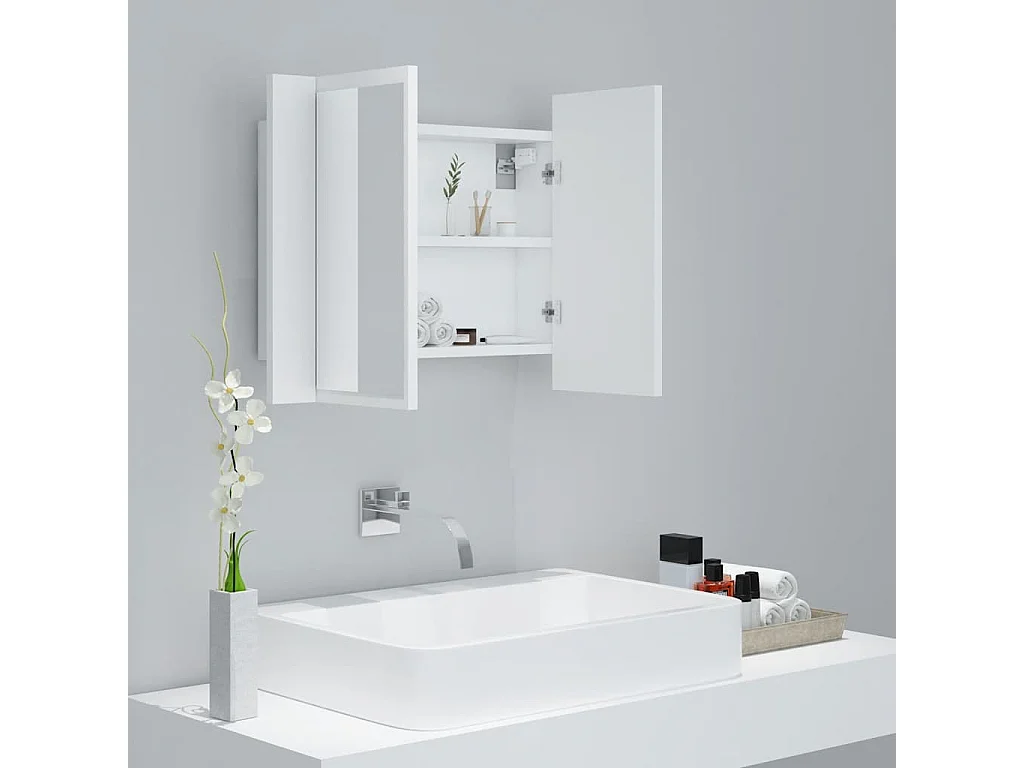 Armoire salle de bain à miroir LED Blanc 60x12x45 cm Acrylique