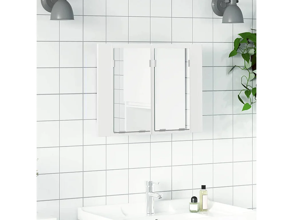 Badkamerkast met spiegel en LED 60x12x45 cm acryl wit