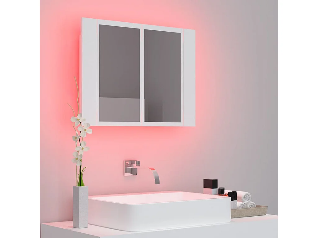 Badkamerkast met spiegel en LED 60x12x45 cm acryl wit